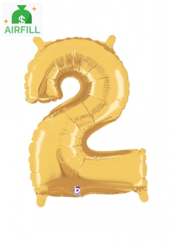 14" gold Number 2  Balloon