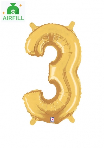 14" Gold Number 3   Balloon