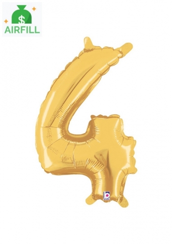 14" Gold Number 4  Balloon