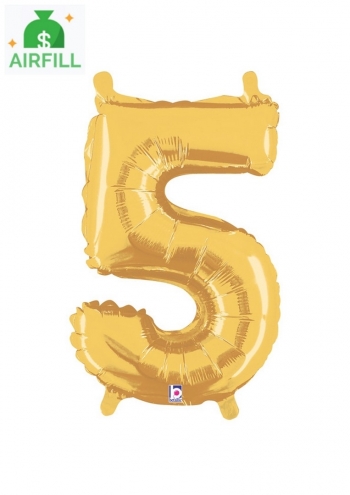 14" Gold Number 5   Balloon
