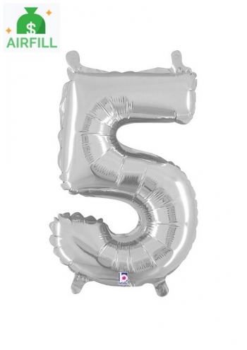 14" Silver Number 5  Balloon