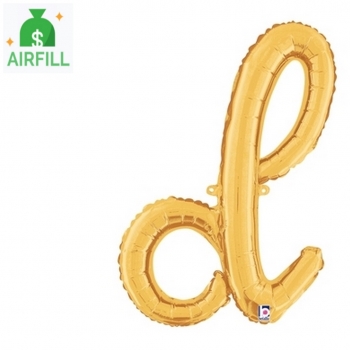 Gold Script Letter D  Balloon