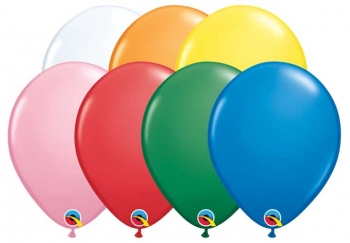 Q (100) 11" Standard Assorted with White balloons latex balloons
