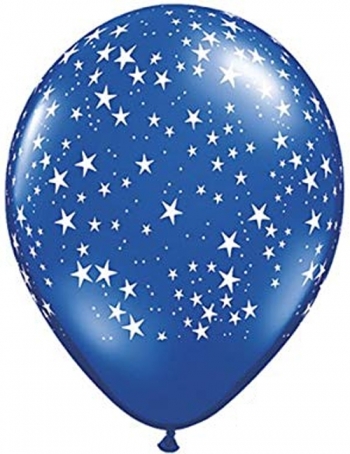 (50) 11" Stars Around Sapphire Blue latex balloons