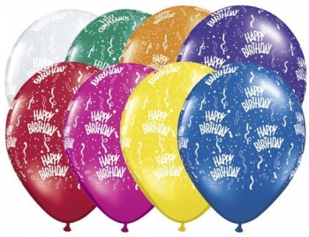 Q (100) 5" Birthday Around - Jewel Assorted balloons latex balloons