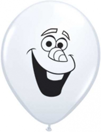 Q (100) 5" Disney Frozen Olaf Face - White balloons latex balloons