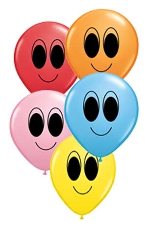 Q (100) 5" Rainbow Assorted - Google Eyes balloons latex balloons