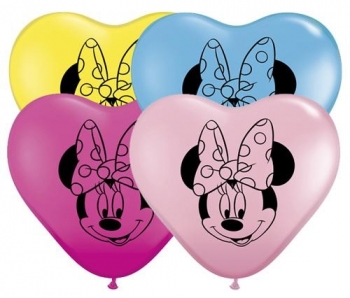 (100) 6" Heart - Minnie Mouse Face - Ast balloons latex balloons