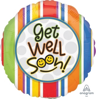 4" Foil - Get Well Soon Smiles Airfill Heat Seal Required balloon foil balloons