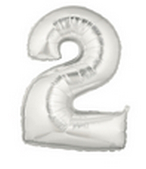 7" Megaloon JR - Number  #2 - Silver Airfill Heat Seal Required balloon foil balloons