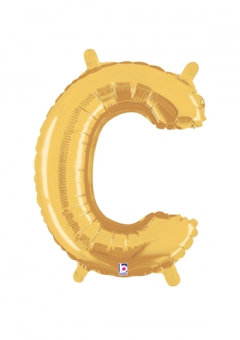 14" Letter C - Gold Packaged Self-Sealing Airfill balloon foil balloons