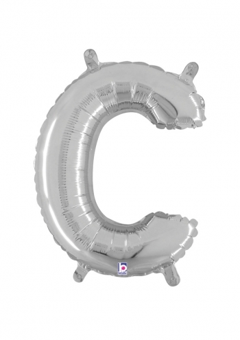 Letter C - Silver Packaged Self-Sealing Airfill balloon BETALLIC