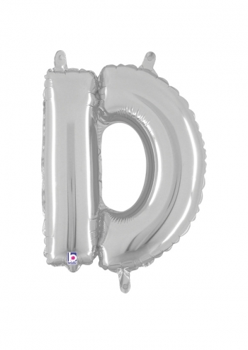 Letter D - Silver Packaged Self-Sealing Airfill balloon BETALLIC