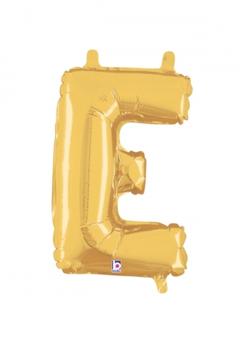 14" Letter E - Gold Packaged Self-Sealing Airfill balloon foil balloons