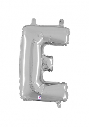 Letter E - Silver Packaged Self-Sealing Airfill balloon BETALLIC