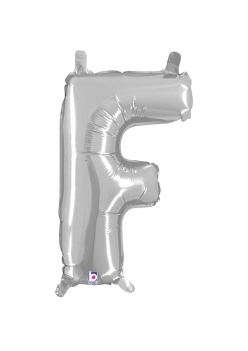Letter F - Silver Packaged Self-Sealing Airfill balloon BETALLIC