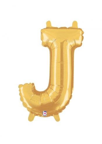 Letter J - Gold Packaged Self-Sealing Airfill balloon BETALLIC