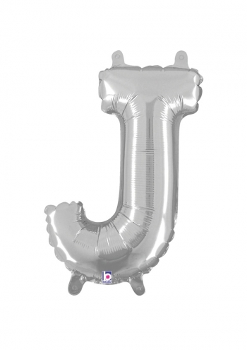 Letter J - Silver Packaged Self-Sealing Airfill balloon BETALLIC