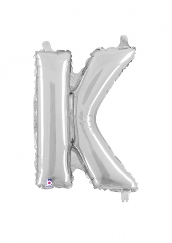 Letter K - Silver Packaged Self-Sealing Airfill balloon BETALLIC
