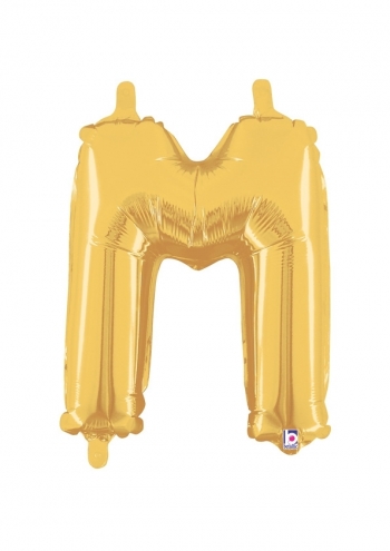 14" Letter M - Gold Packaged Self-Sealing Airfill balloon foil balloons