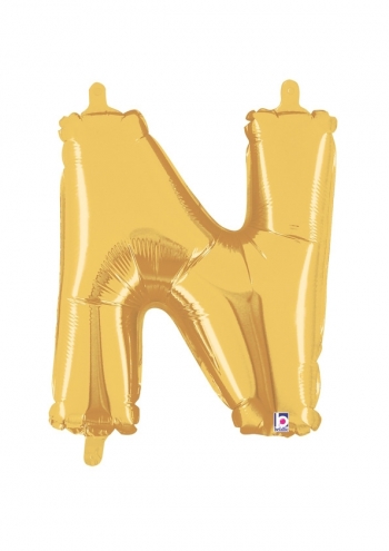 Letter N - Gold Packaged Self-Sealing Airfill balloon BETALLIC