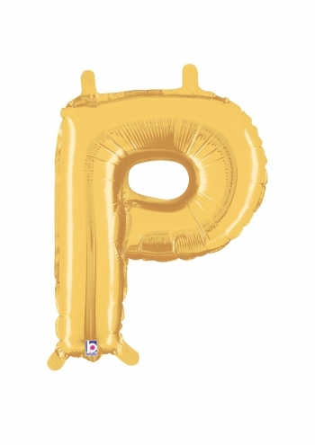 Letter P - Gold Packaged Self-Sealing Airfill balloon BETALLIC