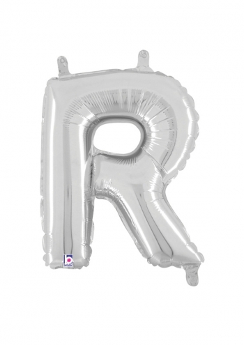 Letter R - Silver Packaged Self-Sealing Airfill balloon BETALLIC