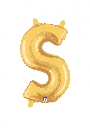Letter S - Gold Packaged Self-Sealing Airfill balloon BETALLIC