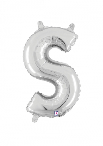 Letter S - Silver Packaged Self-Sealing Airfill balloon BETALLIC