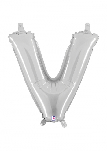 Letter V - Silver Packaged Self-Sealing Airfill balloon BETALLIC