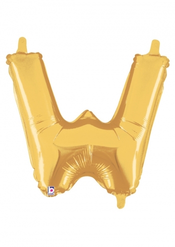 14" Letter W - Gold Packaged Self-Sealing Airfill balloon foil balloons