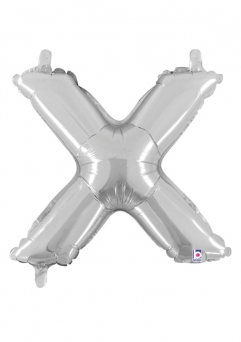 Letter X - Silver Packaged Self-Sealing Airfill balloon BETALLIC
