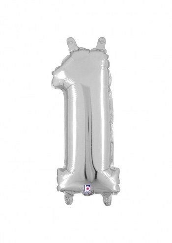 Number 1 - Silver Packaged Self-Sealing Airfill balloon BETALLIC