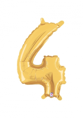 Number 4 - Gold Packaged Self-Sealing Airfill balloon BETALLIC