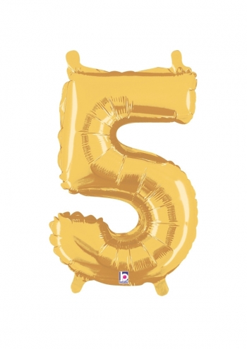 Number 5 - Gold Packaged Self-Sealing Airfill balloon BETALLIC