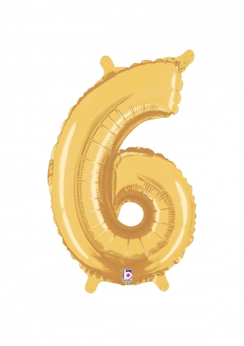 Number 6 - Gold Packaged Self-Sealing Airfill balloon BETALLIC
