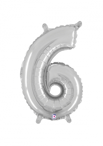 Number 6 - Silver Packaged Self-Sealing Airfill balloon BETALLIC