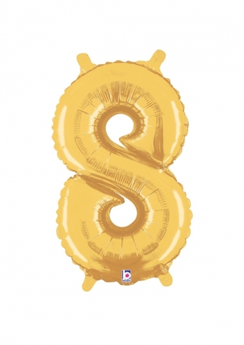 Number 8 - Gold Packaged Self-Sealing Airfill balloon BETALLIC