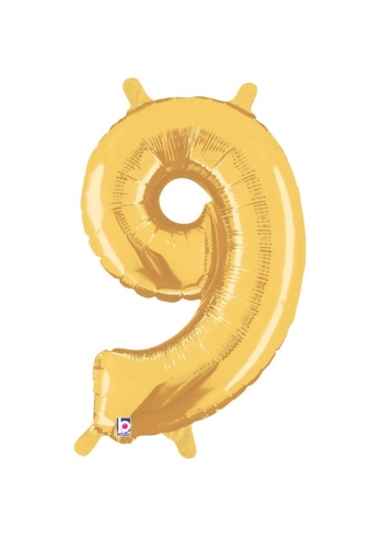 Number 9 - Gold Air Fill Packaged Self-Sealing Airfill balloon BETALLIC