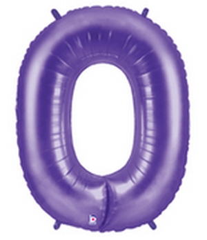 Megaloon Purple Number 0 balloon *POLYBAGGED BETALLIC+SEMPERTEX
