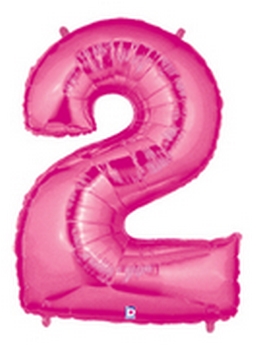 Megaloon Pink Number 2 balloon BETALLIC