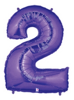 Megaloon Purple Number 2 balloon BETALLIC