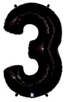 Megaloons - Number - #3 - Black balloon BETALLIC