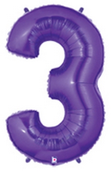 Megaloon Purple Number 3 balloon BETALLIC