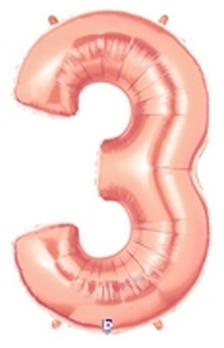 40" Rose Gold Number 3  Balloon