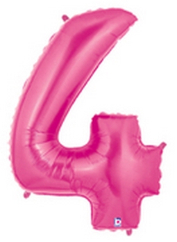 Megaloon Pink Number 4 balloon BETALLIC