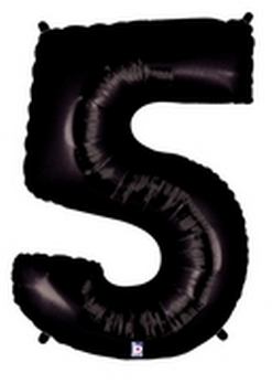 Megaloons - Number - #5 - Black balloon BETALLIC