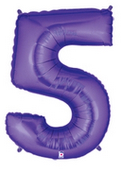 40" Purple Number 5  Balloon