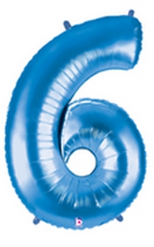 Megaloon Blue Number 6 balloon BETALLIC+SEMPERTEX