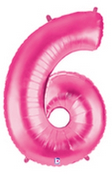 Megaloon Pink Number 6 balloon BETALLIC